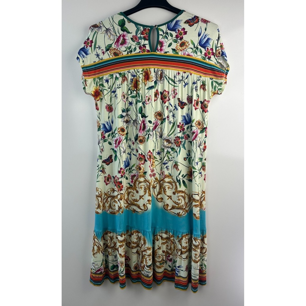 Johnny Was Felix Trapeze Midi Dress Floral Medium SS V-Neck Stretch Bamboo Blend - Picture 11 of 16